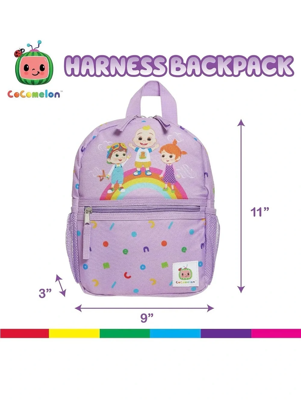 CoComelon kids Backpack, (Rainbow Lilac)